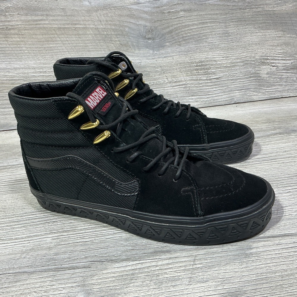 Vans x Marvel Black Panther Sk8 Hi Sneakers US Men's 7.5 Women's 9 Black 721356